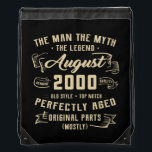 Mens Man Myth Legend August 2000 22nd Birthday Sportbeutel<br><div class="desc">Mens Man Myth Legend August 2000 22nd Birthday Gift 22 Years Old Gift. Perfect gift for your dad,  mom,  dad,  men,  women,  friend and family members on Thanksgiving Day,  Christmas Day,  Mothers Day,  Fathers Day,  4th of July,  1776 Independent Day,  Veterans Day,  Halloween Day,  Patrick's Day</div>