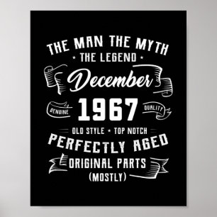 Mens Man Myth Legend Dezember 1967 55. Geburtstag Poster