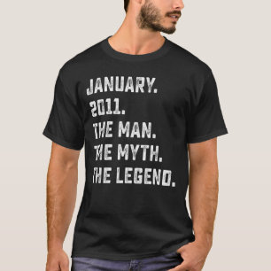 Mens Man Myth Legend Januar 2011 12. Geburtstag T-Shirt