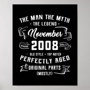 Mens Man Myth Legend November 2008 14. Geburtstag Poster