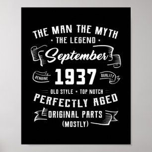 Mens Man Myth Legend September 1937 85th Birthday Poster