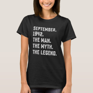 Mens Man Myth Legend September 1942 80. Geburtstag T-Shirt