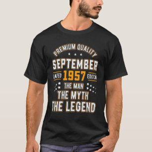 Mens Man Myth Legend September 1957 65. Geburtstag T-Shirt