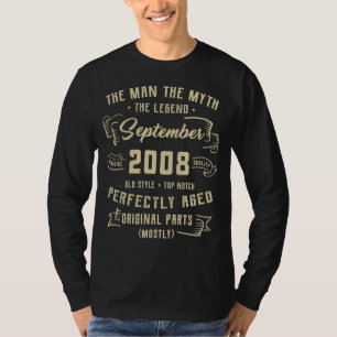 Mens Man Myth Legend September 2008 14. Geburtstag T-Shirt
