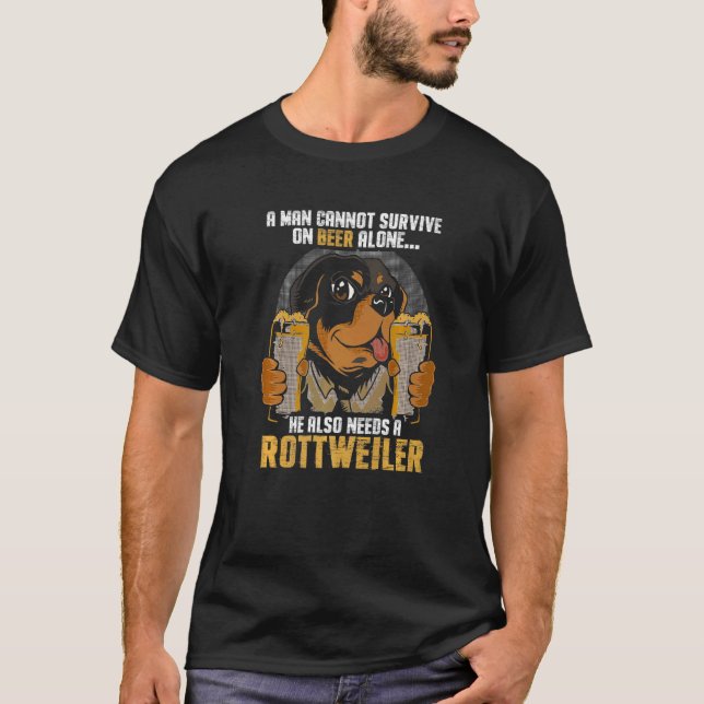 Mens Man Needs Beer And Rottweiler Dog Owner Rotti T-Shirt (Vorderseite)