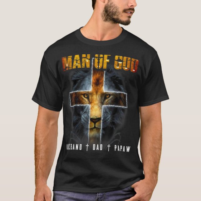 Mens Man of God Husband Vater Papaw T-Shirt (Vorderseite)