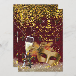 Mens Masquerade Mardi Gras Geburtstagsparty Einlad Einladung