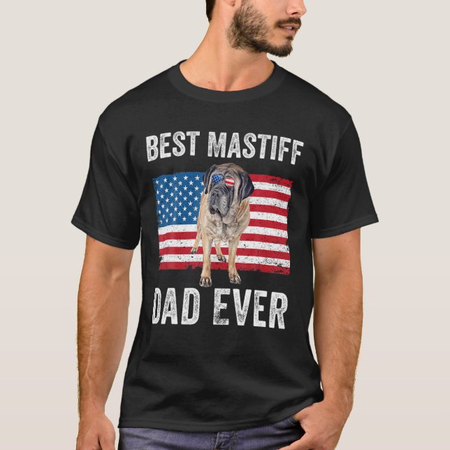 Mens Mastiff Vater Daddy American Flag English Mas T-Shirt (Vorderseite)
