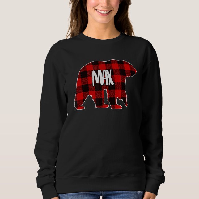 Mens Max Bear Custom Red Buffalo Karierte Weihnach Sweatshirt (Vorderseite)
