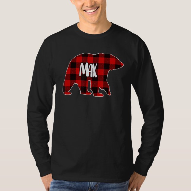 Mens Max Bear Custom Red Buffalo Karierte Weihnach T-Shirt (Vorderseite)
