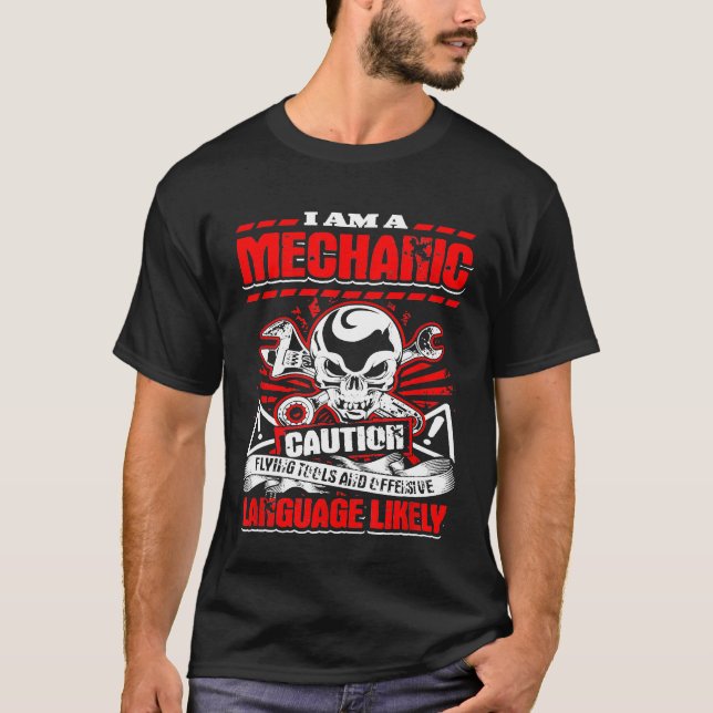 Mens Mechanic Sprichwort Im mechanischen Vorsicht T-Shirt (Vorderseite)