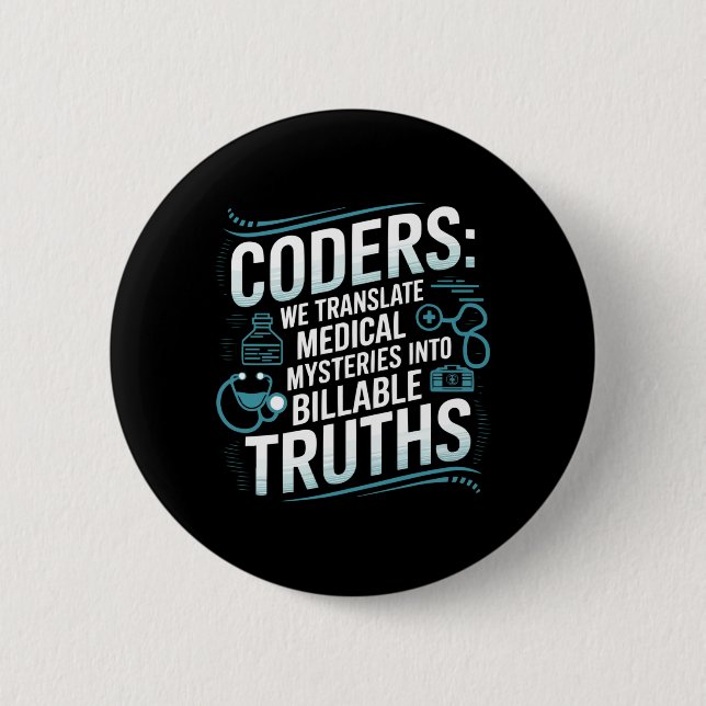 Mens Medical Coder Job Profession Hospital Button (Vorderseite)