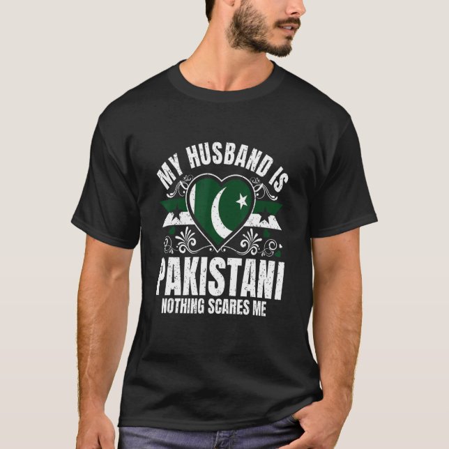 Mens mein Ehemann ist pakistanisches Stolperflagge T-Shirt (Vorderseite)