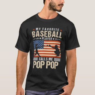 Mens Mein Lieblings-Baseball-Player nennt mich Pop T-Shirt