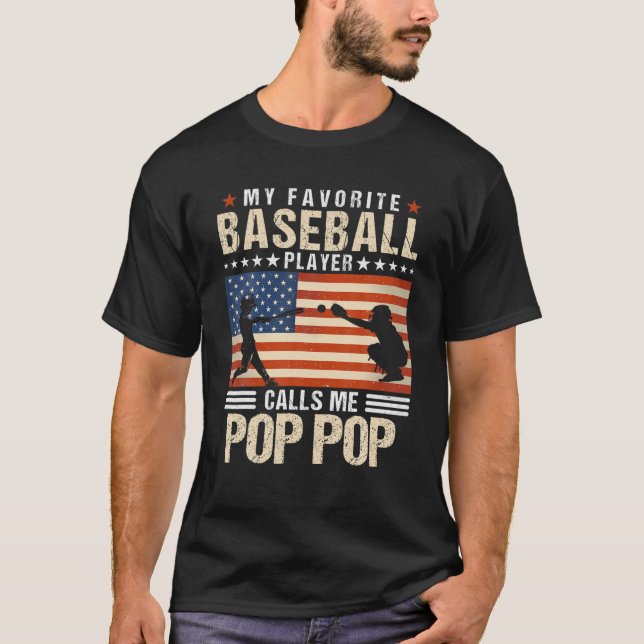 Mens Mein Lieblings-Baseball-Player nennt mich Pop T-Shirt (Vorderseite)