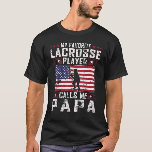 Mens Mein Lieblings-Lacrosse-Spieler ruft mich Pap T-Shirt (Vorderseite)
