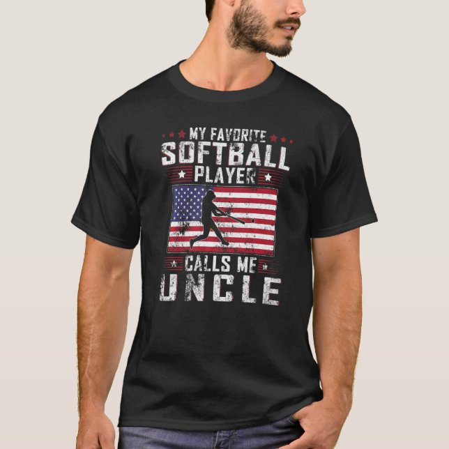 Mens Mein Lieblings-Softball-Spieler nennt mich On T-Shirt (Vorderseite)