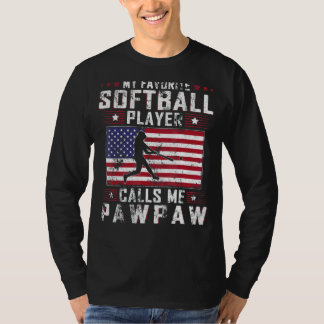 Mens Mein Lieblings-Softball-Spieler nennt mich Pa T-Shirt