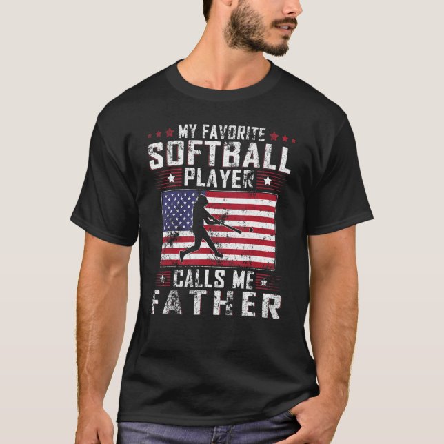 Mens mein Lieblings-Softball-Spieler nennt mich Va T-Shirt (Vorderseite)