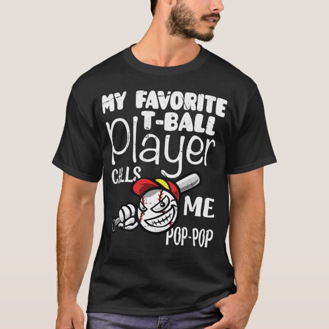 Mens Mein Lieblings-T-Ball-Player nennt mich Pop P T-Shirt (Vorderseite)