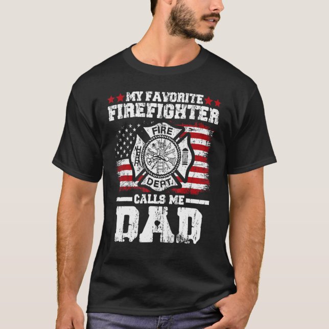 Mens Mein Lieblingsfeuerwehrmann nennt mich Vater- T-Shirt (Vorderseite)