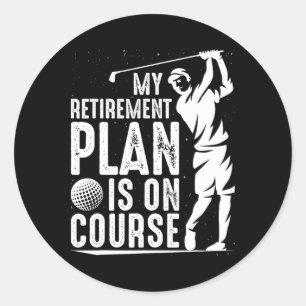 Mens mein Rentplan ist auf Kurs Funny Golf Re Runder Aufkleber