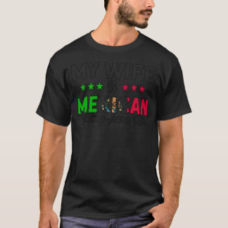 Mens meine Ehefrau ist mexikanische Flaggenrooten T-Shirt