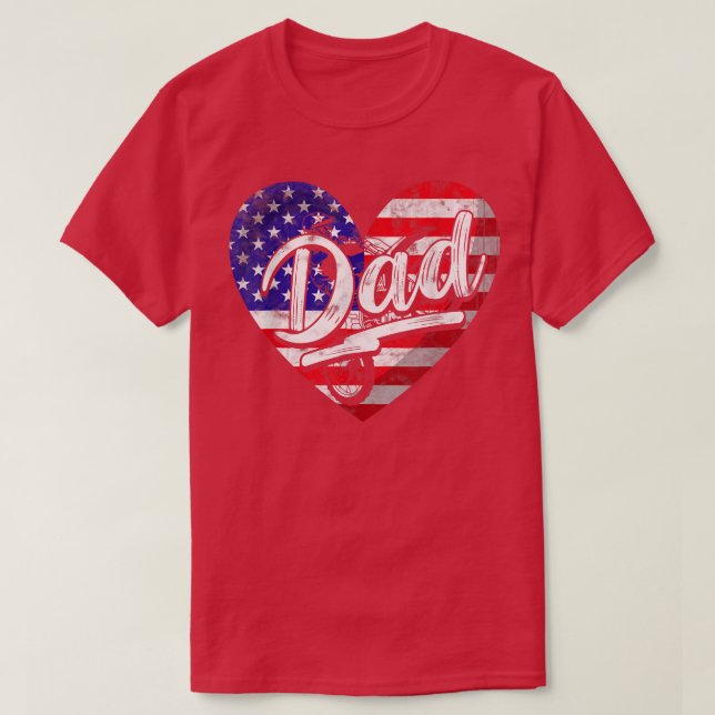 Mens Men Patriotic American Flag Heart Motocross D T-Shirt (Design vorne)