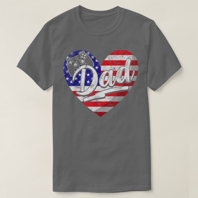 Mens Men Patriotic American Flag Herz Video Game  T-Shirt (Design vorne)