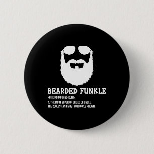 Mens Mens Bearded Onkel Vater Bartded Funkle Funny Button