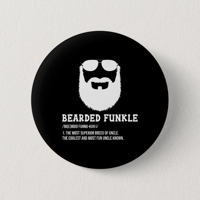 Mens Mens Bearded Onkel Vater Bartded Funkle Funny Button (Vorderseite)