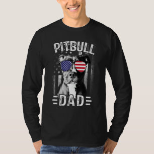 Mens Mens Best Pitbull Vater je Dog Usa Flag 4. T-Shirt