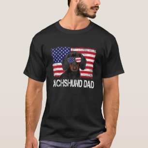 Mens Mens Dackel Vater US Flag 4. Juli Patrio T-Shirt