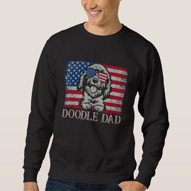 Mens Mens Doodle Dad Goldendoodle Dog American Fla Sweatshirt (Vorderseite)