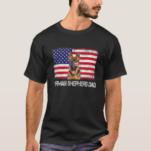 Mens Mens German Shepherd Vater US Flag 4. Juli T-Shirt