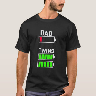 Mens Mens Müred Twin Vater Low Battery Charge Full T-Shirt