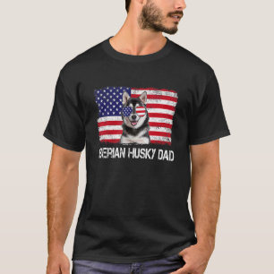 Mens Mens Siberian Husky Vater US Flag 4. Juli P T-Shirt
