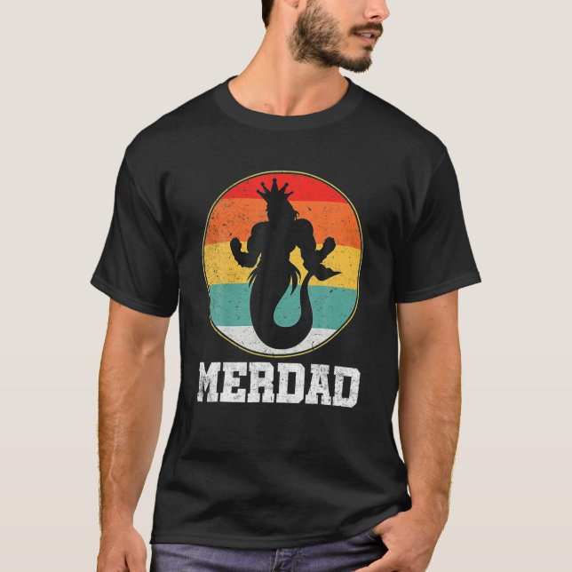 Mens Merdad Daddy Merman Unterwassersee Retro Sonn T-Shirt (Vorderseite)