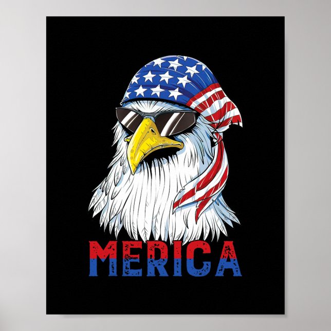 Mens Merica Eagle Mullet American Flag USA Männer Poster (Vorne)