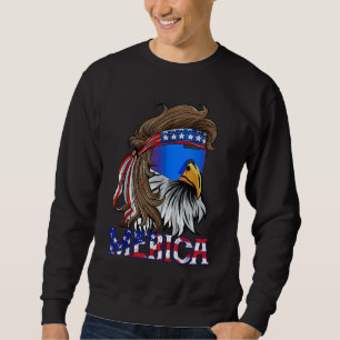 Mens Merica Eagle Mullet American Flag USA Männer  Sweatshirt