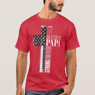 MENS Meured Papa American Flag 4th of July Religi T-Shirt