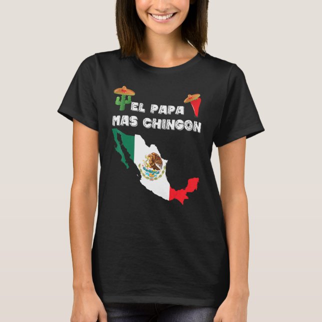 Mens Mexican Flag Cactus Sombrero Jalapeno El Papa T-Shirt (Vorderseite)