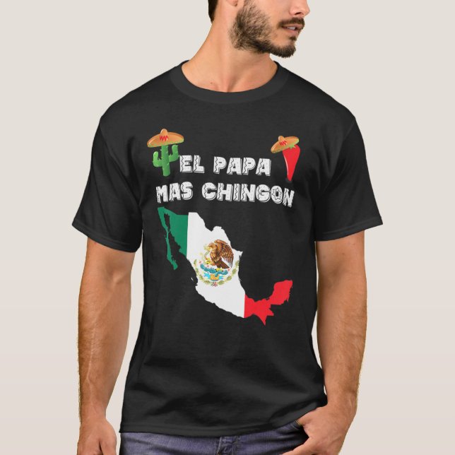 Mens Mexican Flag Cactus Sombrero Jalapeno El Papa T-Shirt (Vorderseite)