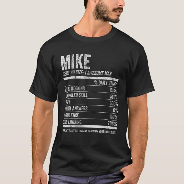 Mens Mike Nutrition Personalized Name Funny Name F T-Shirt (Vorderseite)