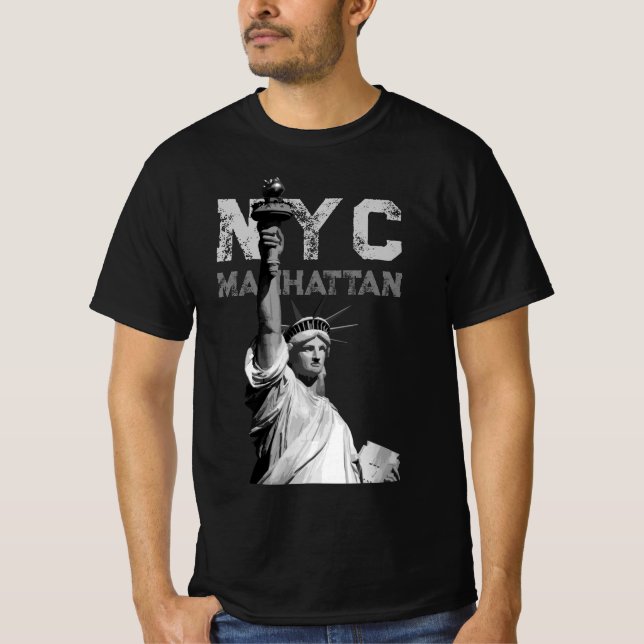 Mens Modern T-Shirt Liberty Statue Nyc Manhattan (Vorderseite)