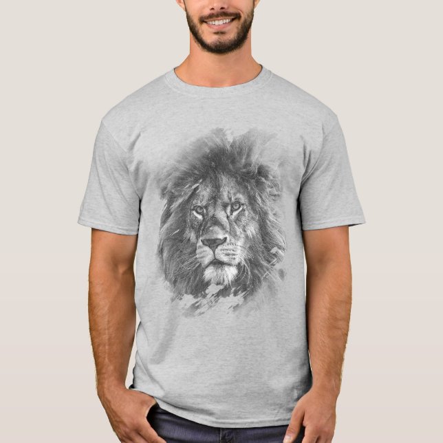 Mens Modern T Shirt Template Lion Face Pop Art (Vorderseite)