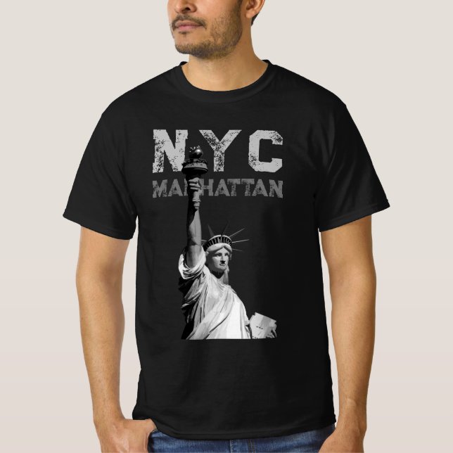 Mens Modern T-Shirts Nyc Manhattan Liberty Statue (Vorderseite)