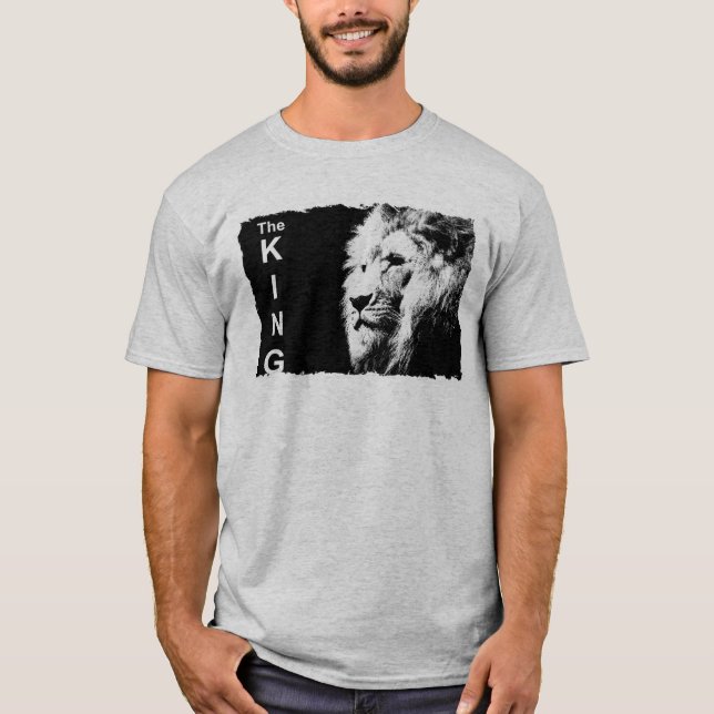Mens Modern Tee Shirts Pop Art Lion Face Grau (Vorderseite)