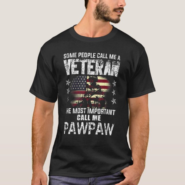 Mens Most Important Call Pawpaw American Proud Vet T-Shirt (Vorderseite)