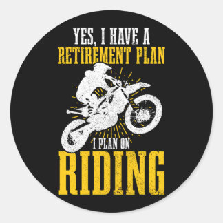 Mens Motocross Retirement Plan Funny Dirt Bike Mx Runder Aufkleber